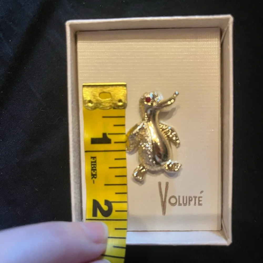 Vintage Volupté Gold Penguin Brooch new in box